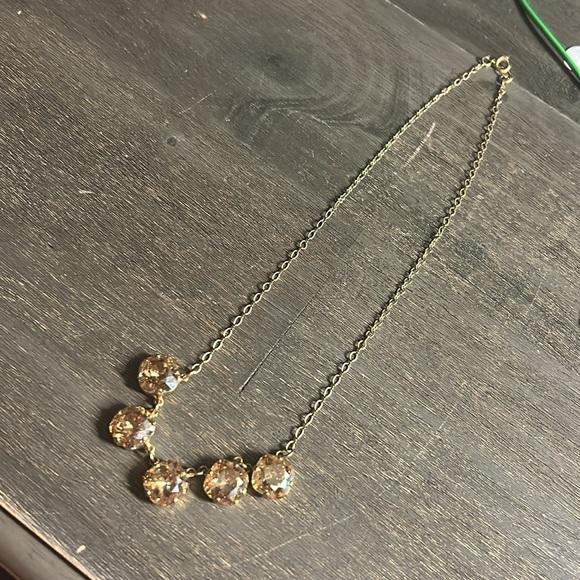 Goldtone Necklace with Peachy Crystal Accents - Picture 2 of 4